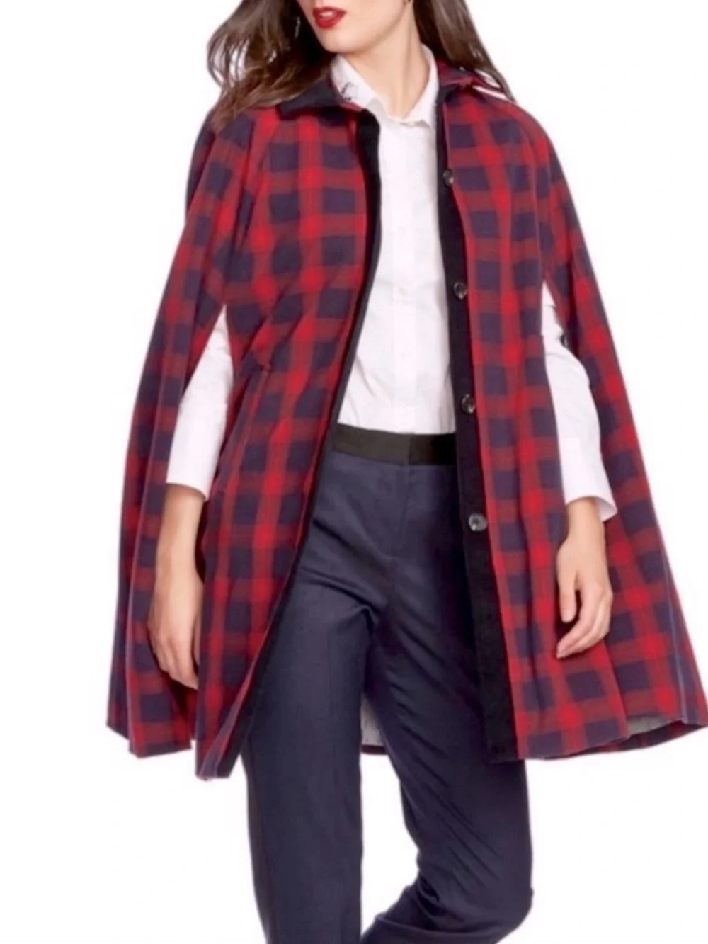 NEW COURT AND ROWE Shadow Plaid Belle Noel Poncho XS NWT ACADEMIA - Picture 11 of 11
